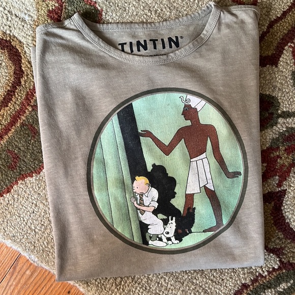 TIN TIN sz Large TEE Shirt Hergé's The Adventure of Tintin Cigars of the Pharaoh - Picture 11 of 12